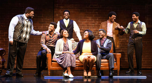Cast members in Born for This: The BeBe Winans Story, which runs July 1-August 28, 2016 at Arena Stage at the Mead Center for American Theater. Photo by Greg Mooney, courtesy Alliance Theatre.