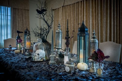 Spooky decorations make for a thrilling evening in the Hay Adam's Transylvania Suite.