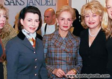 JoAnn Mason, Carolina Herrera, and Hilda Ochoa-Brillembourg at Saks Jandel’s Holiday Brunch, February 2003