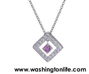 OPEN SQUARES PINK SAPPHIRE NECKLACE WITH DIAMONDS
