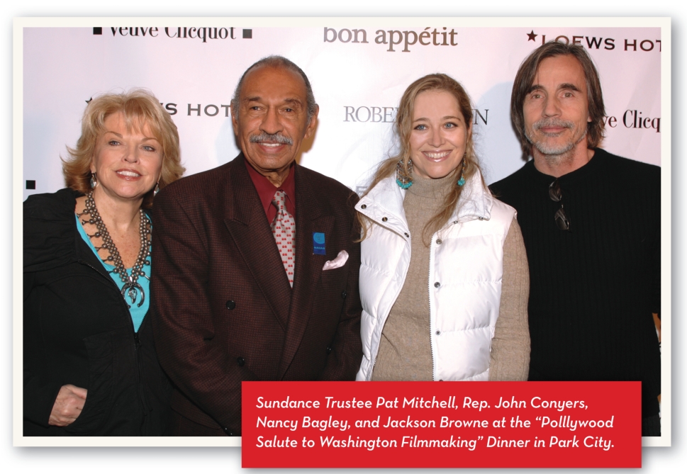 Sundance Trustee Pat Mitchell, Rep. John Conyers, Nancy Bagley, and Jackson Browne.