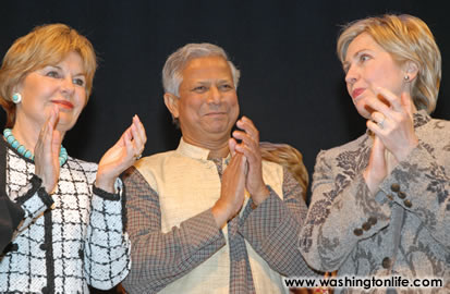 Vicki Sant, Muhammad Yunas and Hillary Rodham Clinton