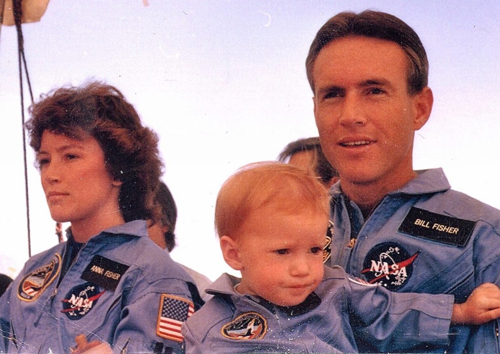 Kristin Fisher with her astronaut parents William and Anna Lee Fisher
